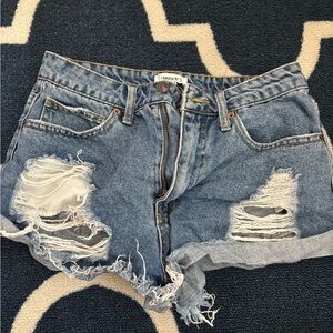 Forever 21 Blue Distressed Jean Shorts